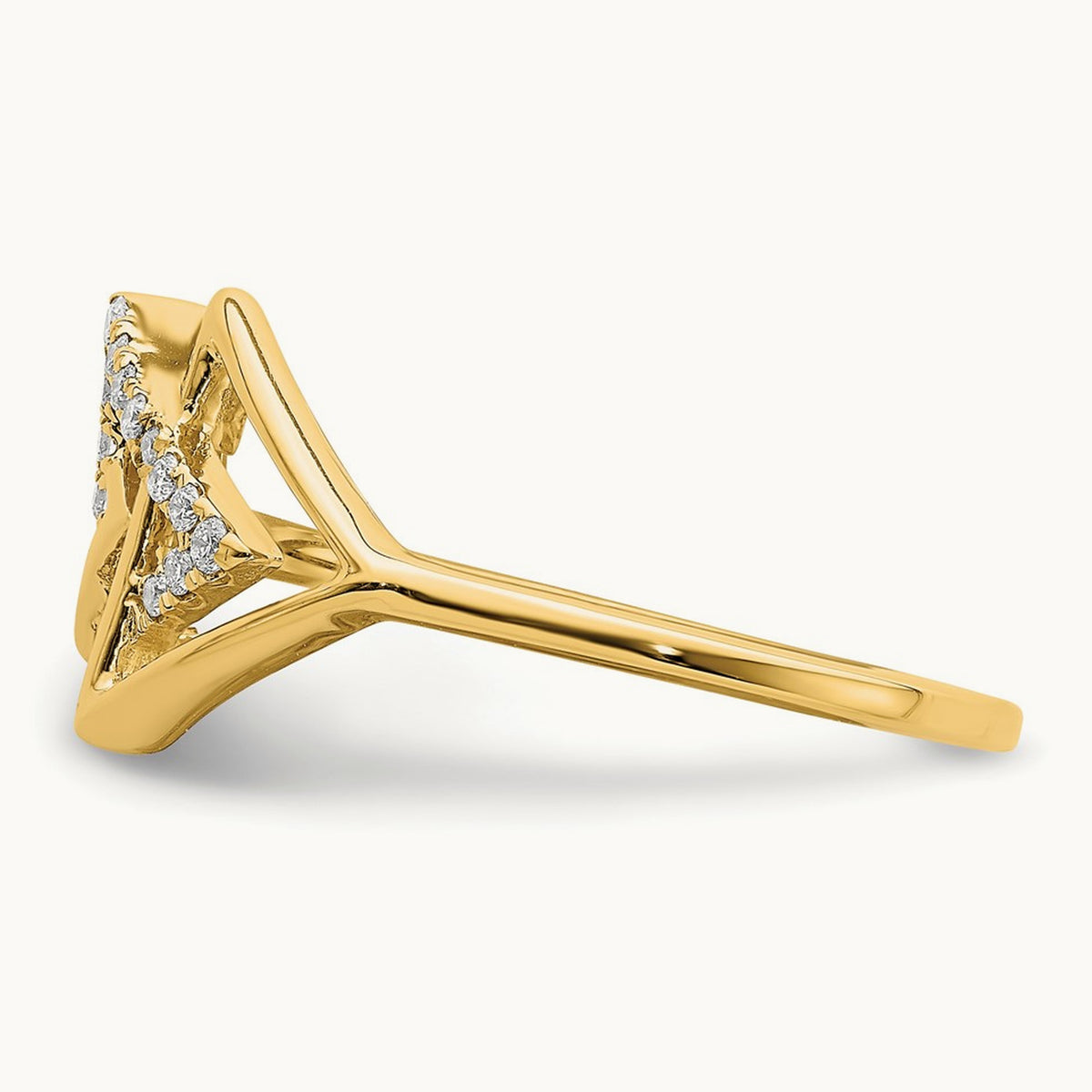 Polished Triple Triangle Diamond Ring, 14K
