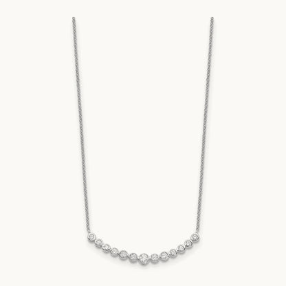 Diamond Curved Bar Necklace, 14K White Gold