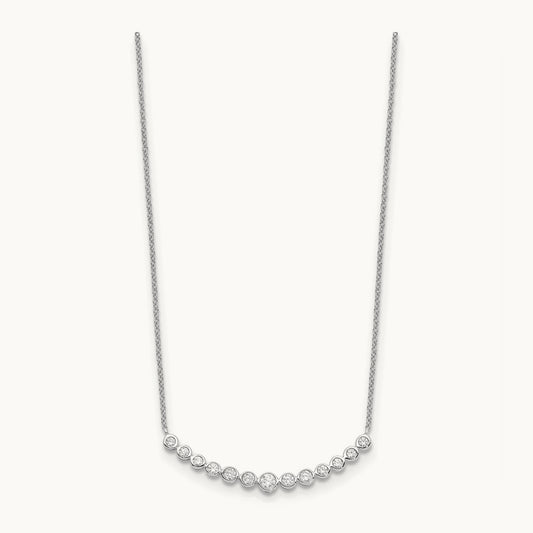 Diamond Curved Bar Necklace, 14K White Gold