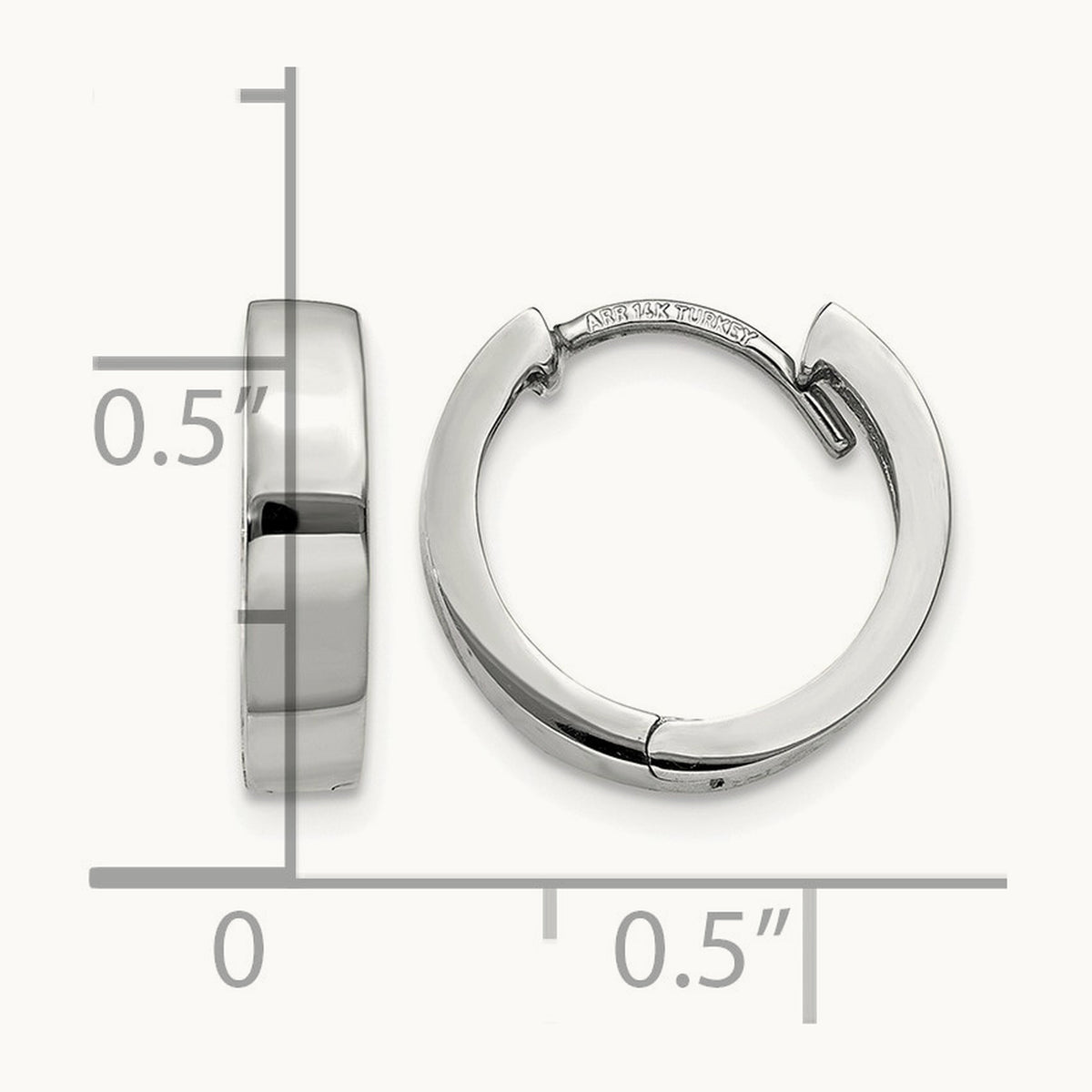 Round Hinged Hoop Earrings, 14K White Gold