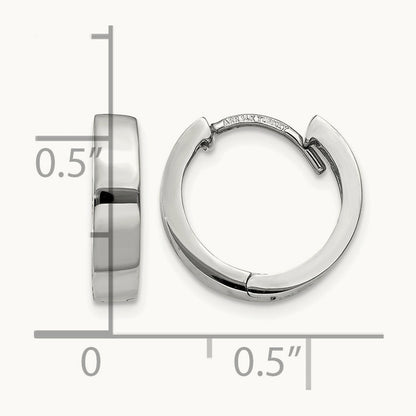 Round Hinged Hoop Earrings, 14K White Gold