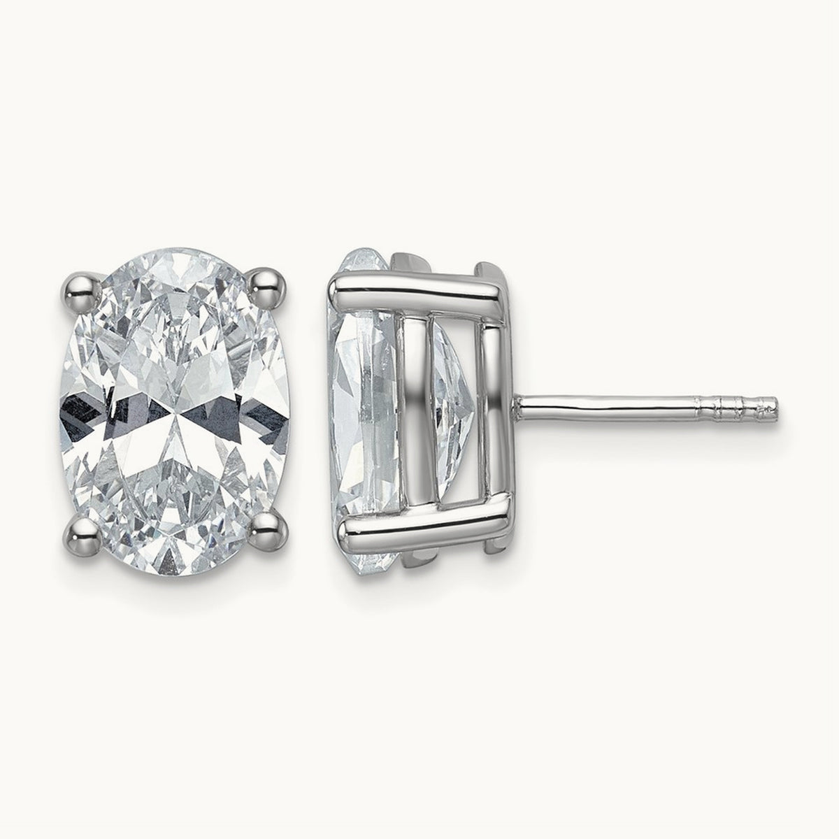 Oval Four-Prong Stud Earrings, 0.50-6.00 ct tw Lab-Grown Diamond — 6 ct, 14K White Gold