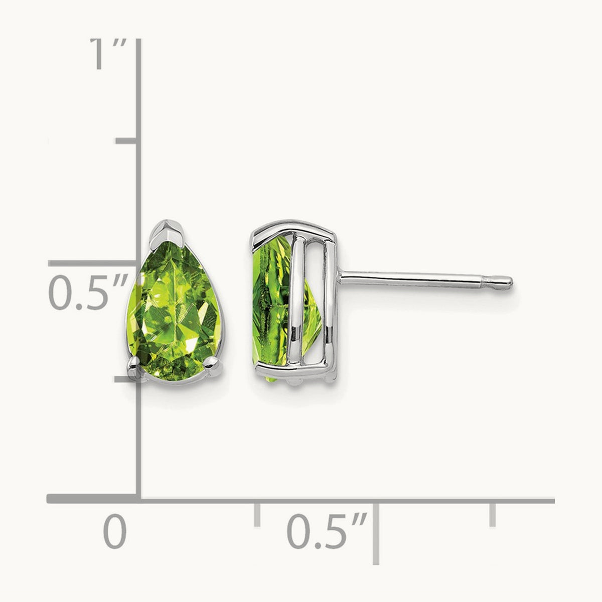 8x5mm Pear Peridot Earrings, 14K White Gold