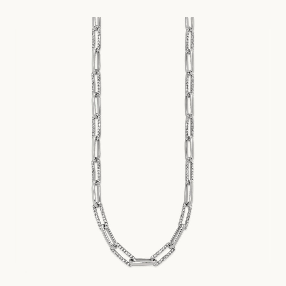 Fashion Paperclip Necklace, 3.75 ct tw Lab-Grown Diamond — 14K White Gold