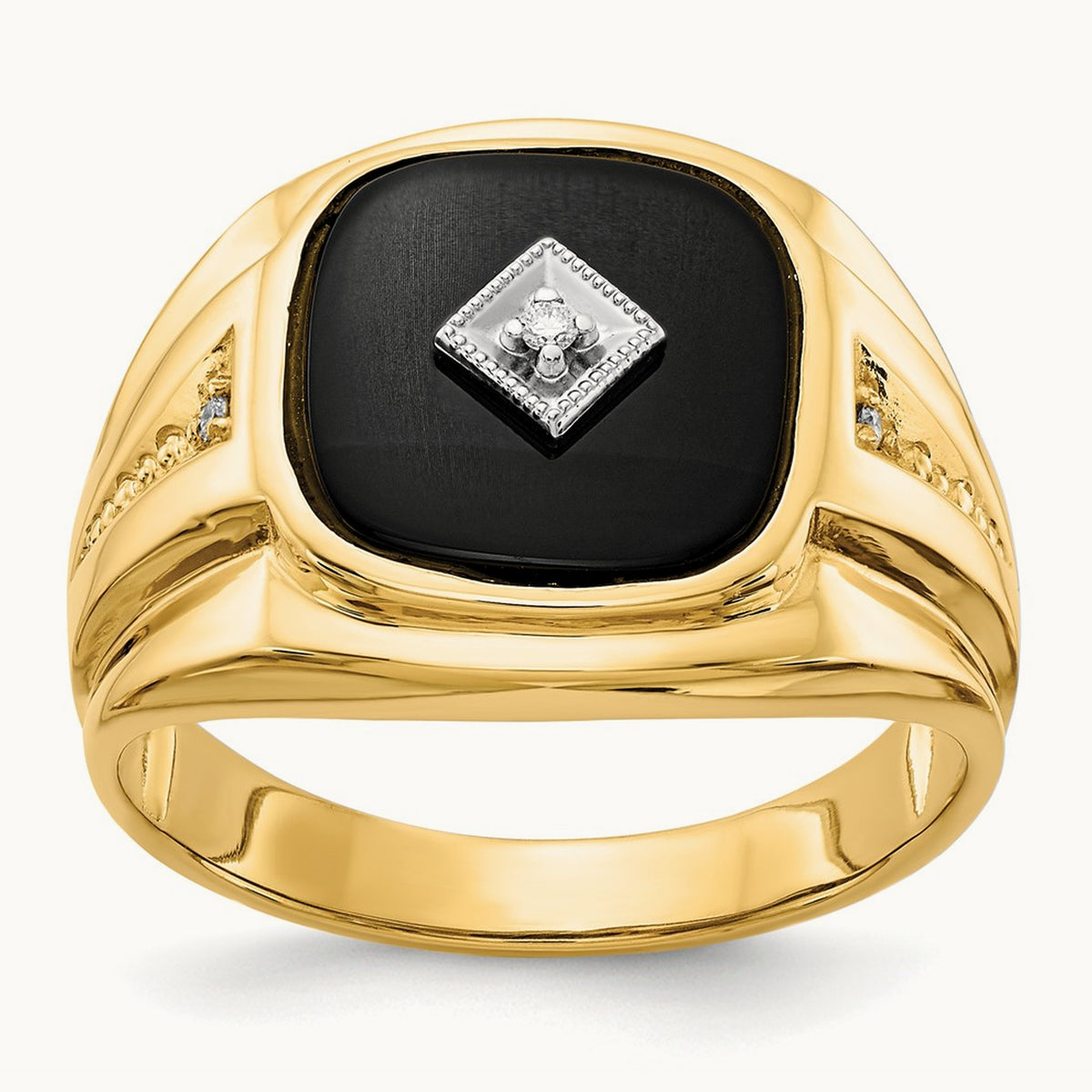 AA Diamond & Onyx Men's Ring, 14K