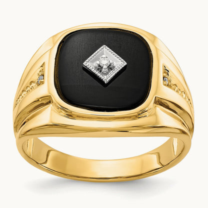 AA Diamond & Onyx Men's Ring, 14K
