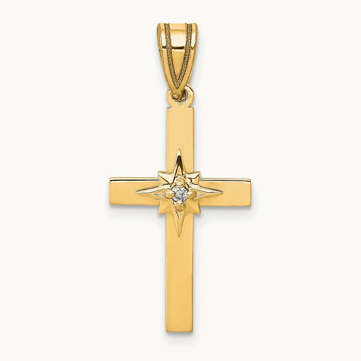 Diamond Cross Pendant — 14K Yellow Gold