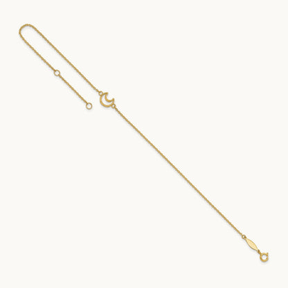 Textured and Polished Moon 9in Plus 1in ext. Anklet, 14K Gold
