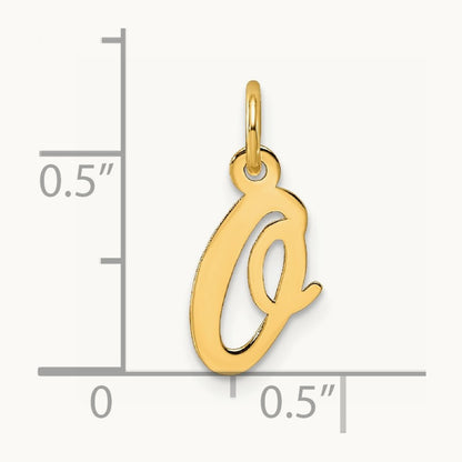 Small Script Letter O Initial Charm, 14K