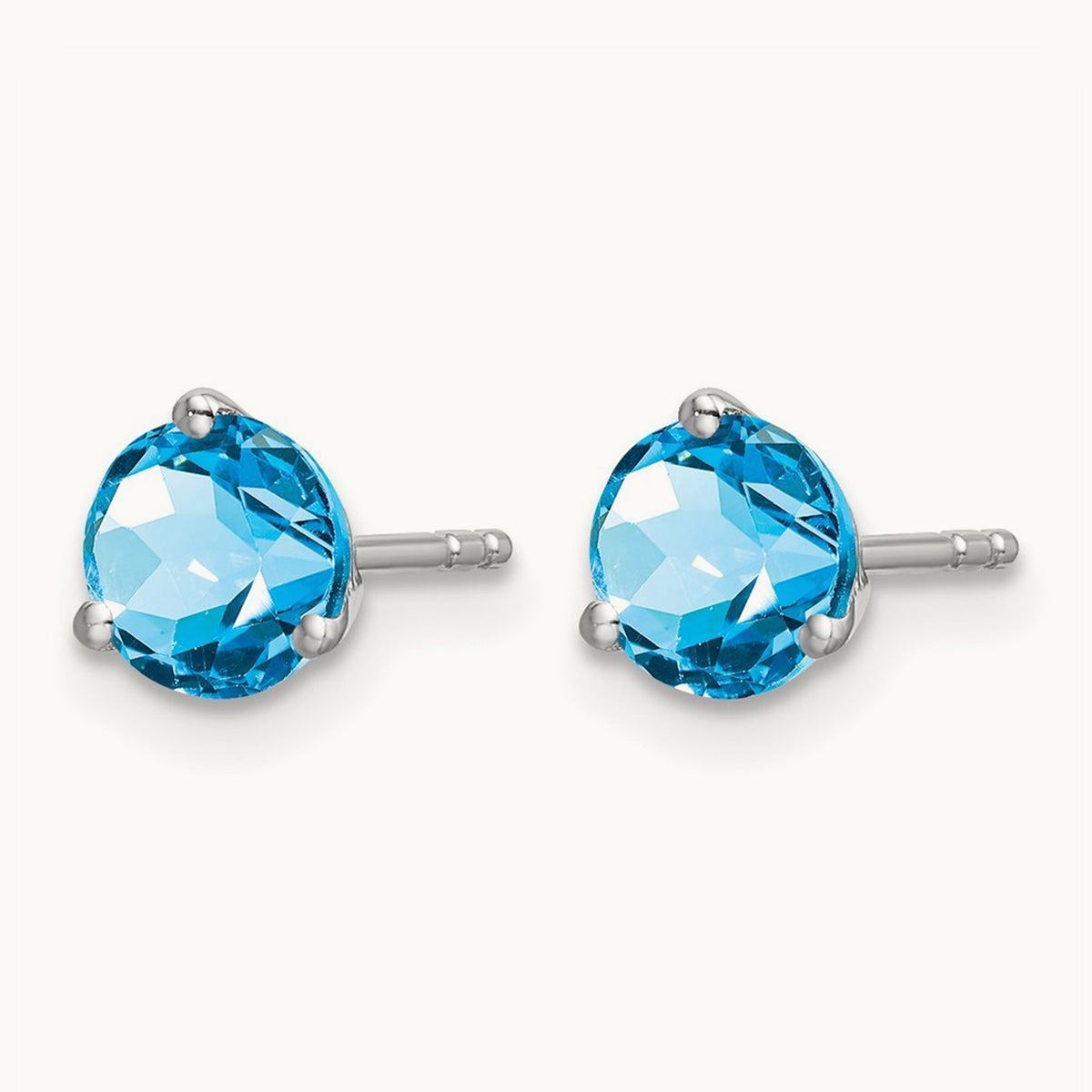 Round Blue Topaz Earrings — 5.4mm