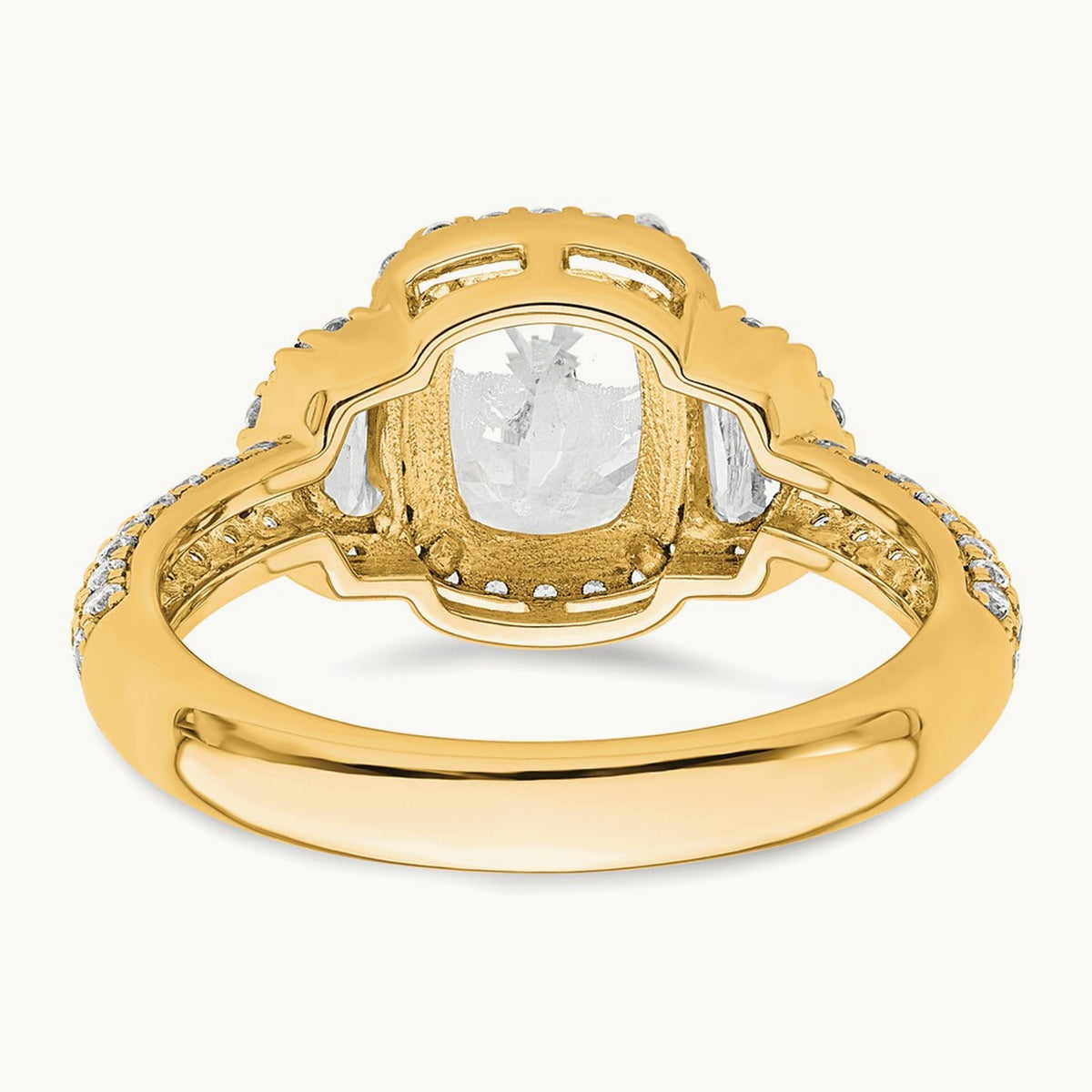 Oval Center Semi-Mount Halo Engagement Ring, 0.75 ct tw Lab-Grown Diamond — 14K Yellow Gold