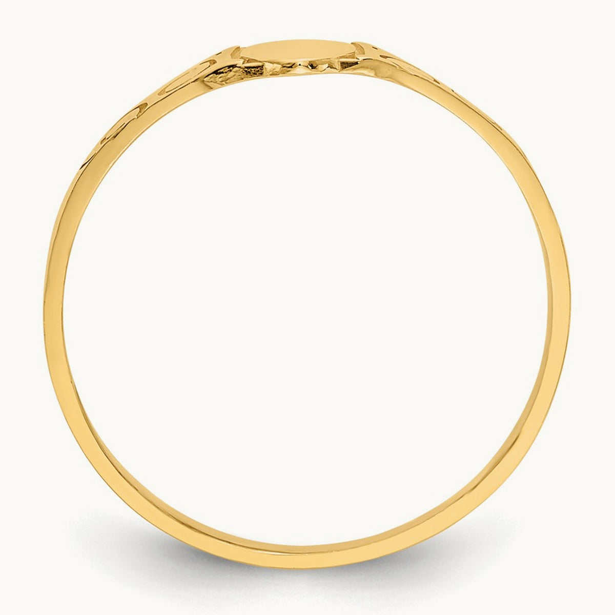 Polished Oval Baby Signet Ring, 14K