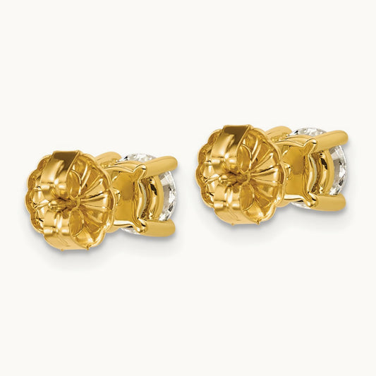 1/2ct Cert Lab Grown Diamond VS+ F+ Round Complete Stud Earrings, 18K Yellow Gold