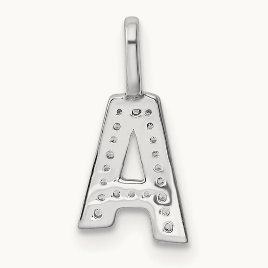 Diamond Letter A Initial Pendant, 14K White Gold