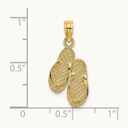 3D Solid Polished HAWAII Flip-Flops Charm, 14K