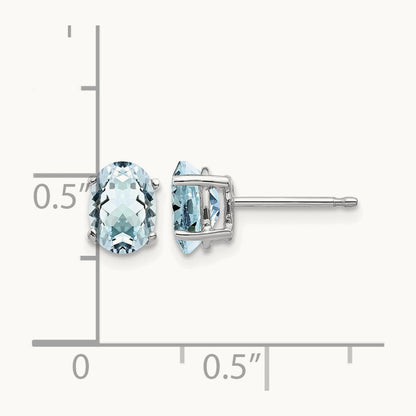 Aquamarine Earrings, 14K White Gold