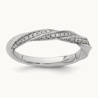 Complete Diamond Twisted Wedding Band, 14K White Gold