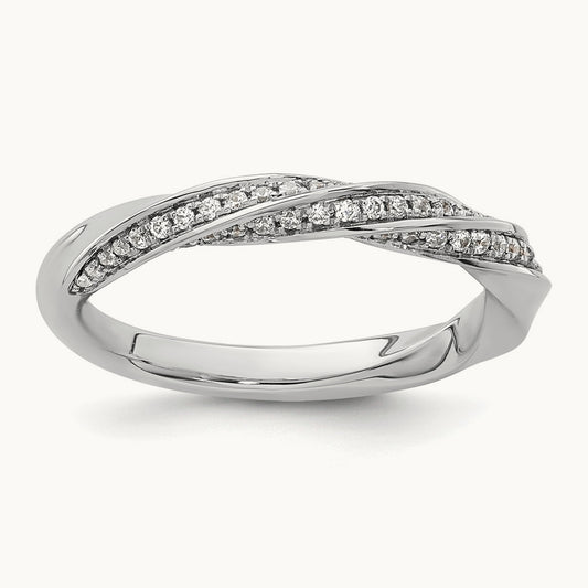 Complete Diamond Twisted Wedding Band, 14K White Gold