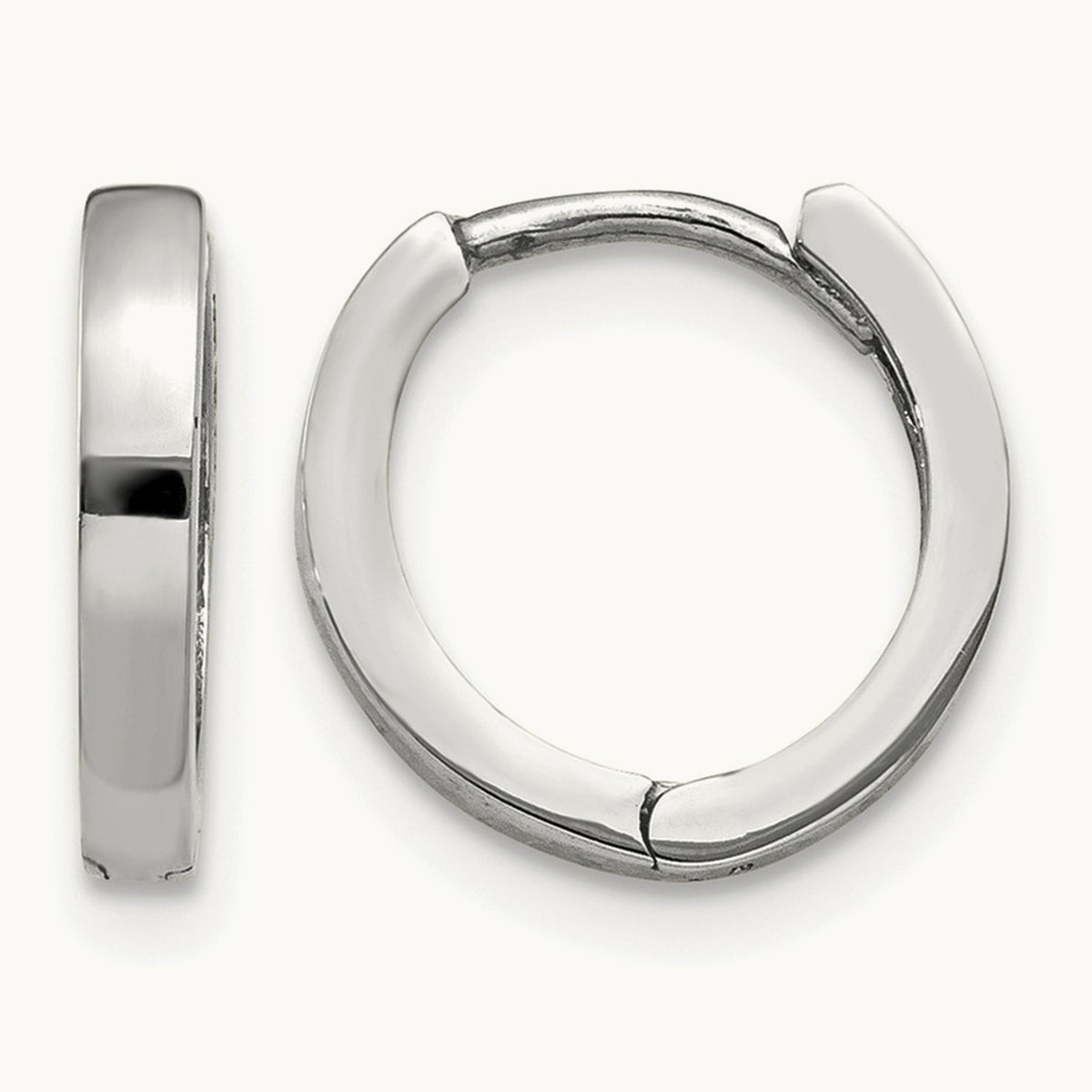 Round Hinged Hoop Earrings, 14K White Gold