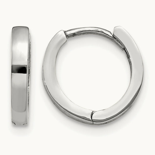Round Hinged Hoop Earrings, 14K White Gold