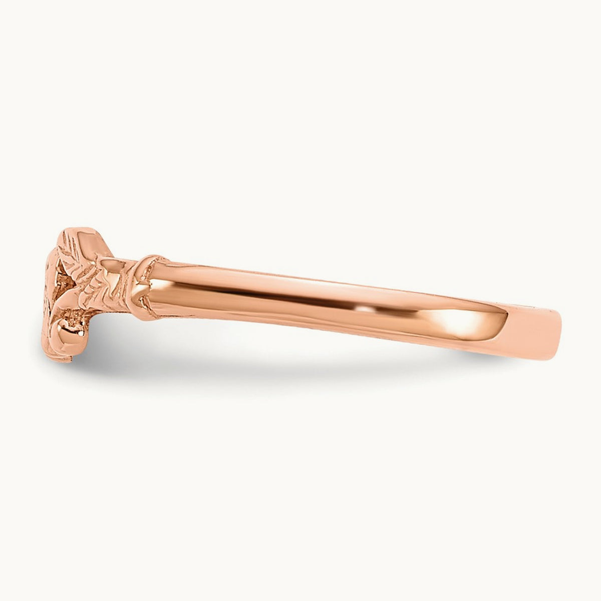 Textured Mini Heart Baby Ring — 14K Rose Gold, 1