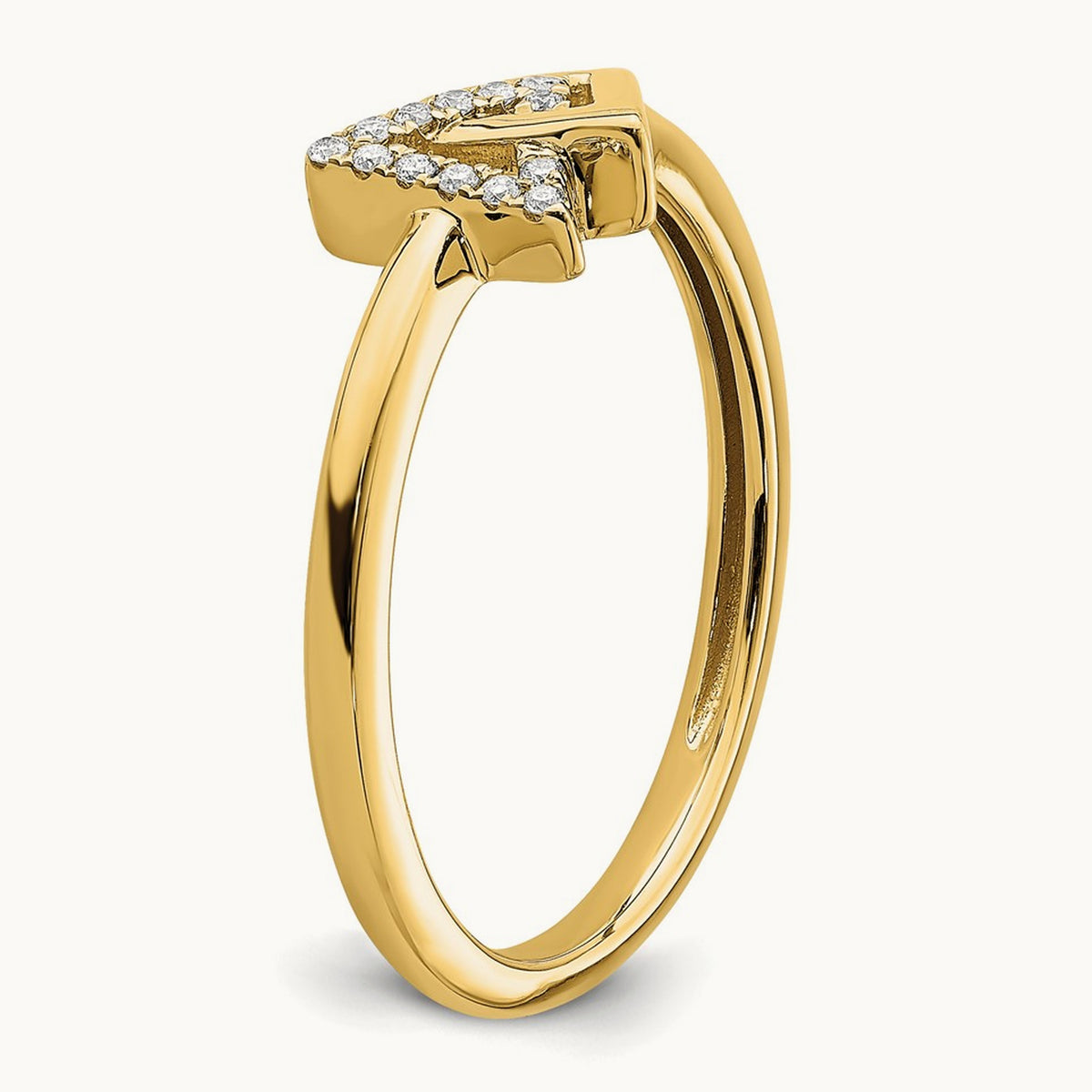 Polished Double Triangle Diamond Ring, 14K