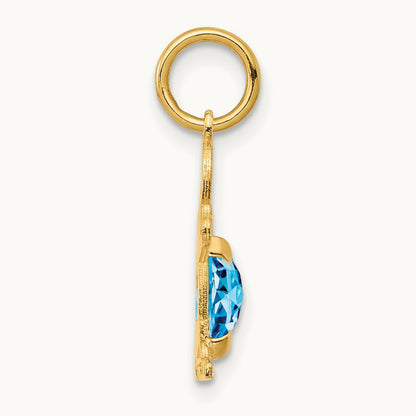 Boy 6x4 Oval Genuine Blue Topaz-December — 14K Yellow Gold