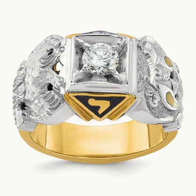 14ktt IBGoodman Men's Enamel & Diamond Eagle Masonic Shriner's Ring