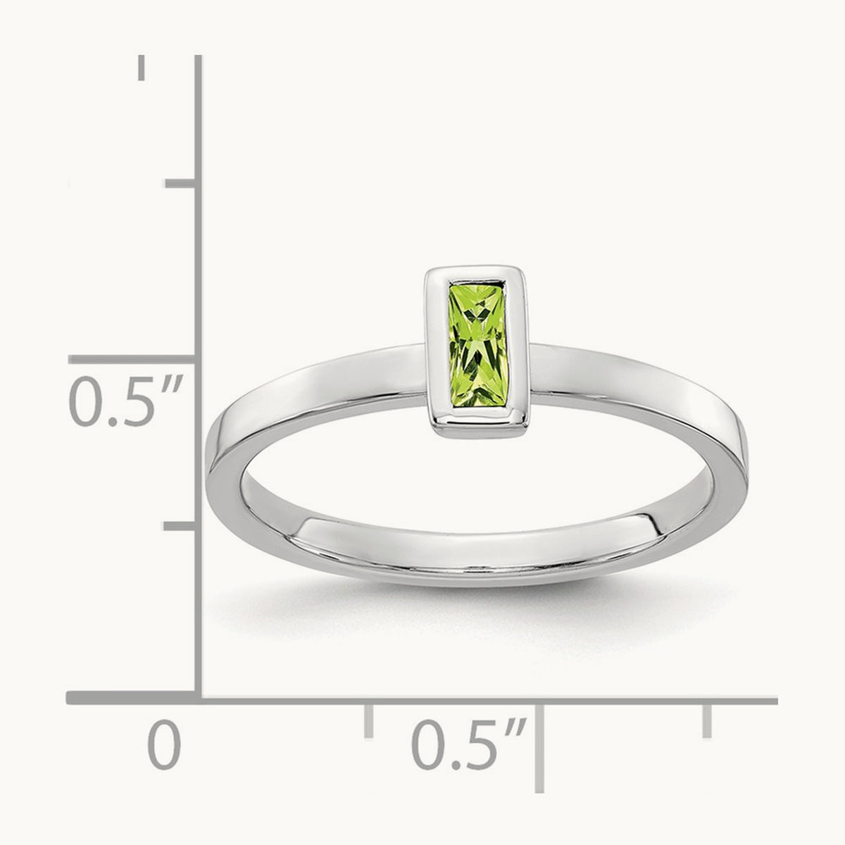 Bezel-set Peridot Ring, 14K White Gold