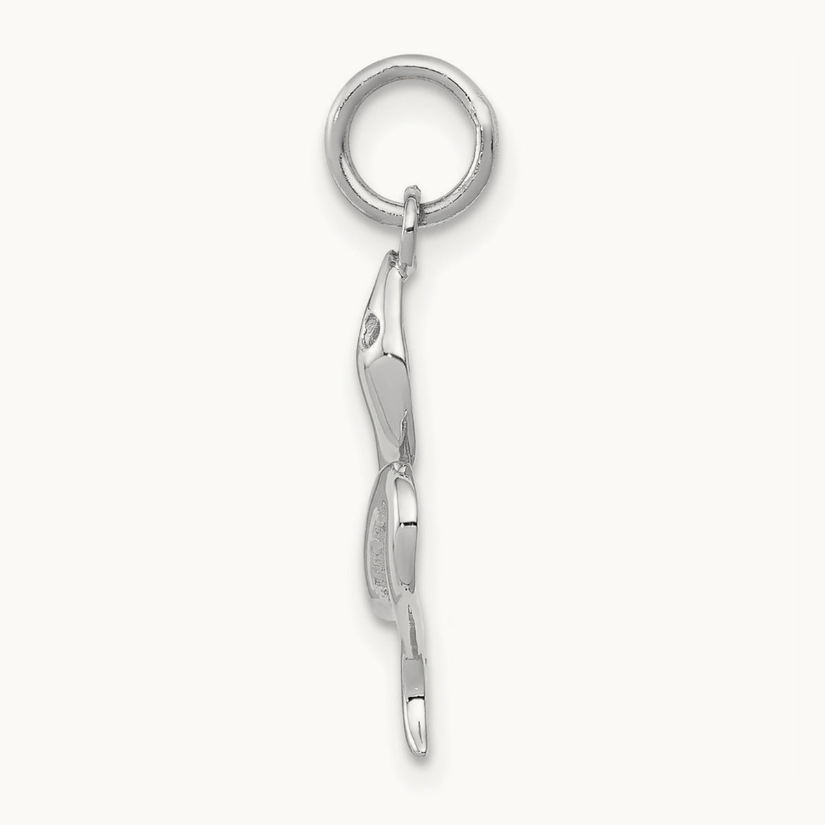 Solid Polished Snake Charm — 14K White Gold