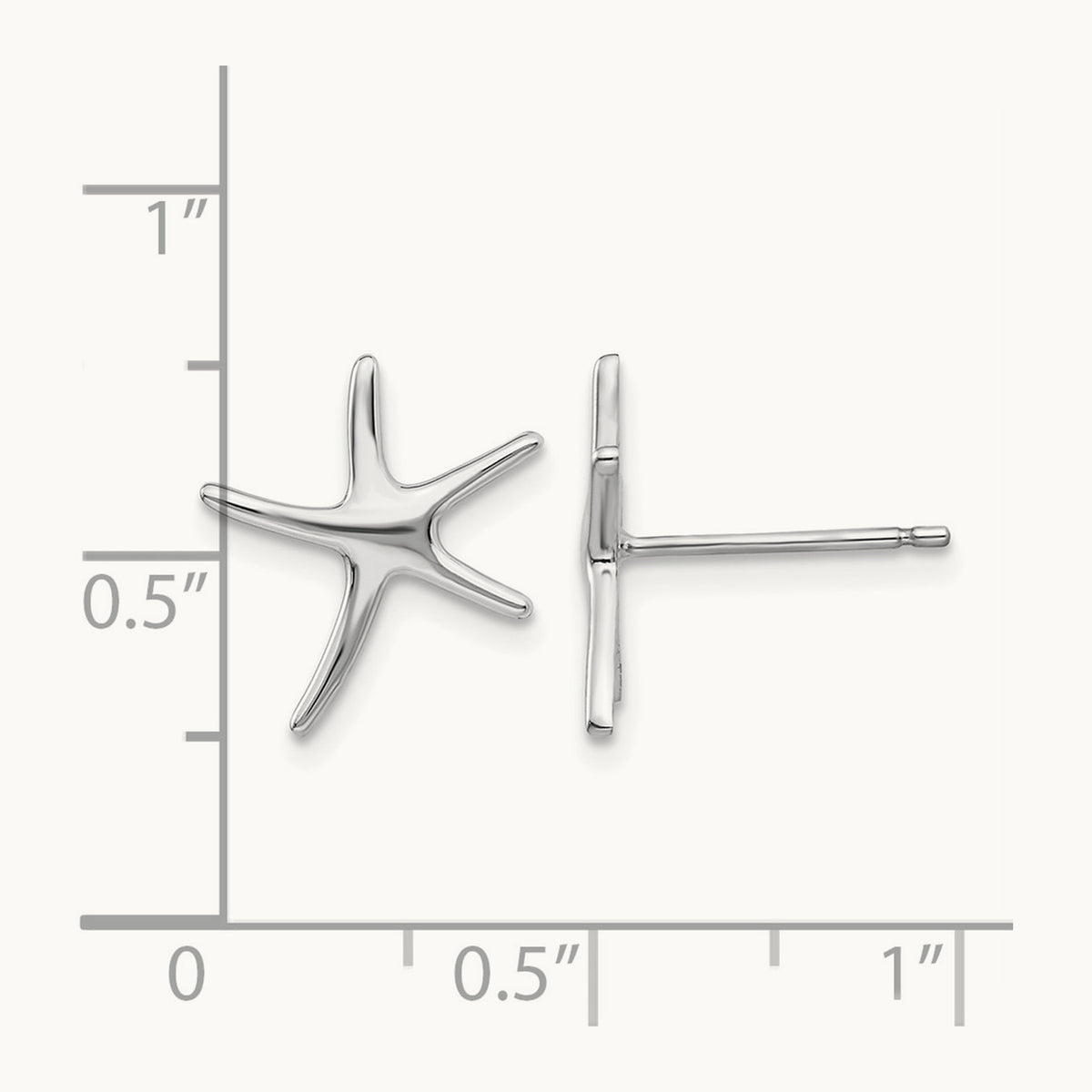Polished Mini Starfish Earrings, 14K White Gold