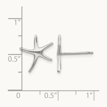 Polished Mini Starfish Earrings, 14K White Gold