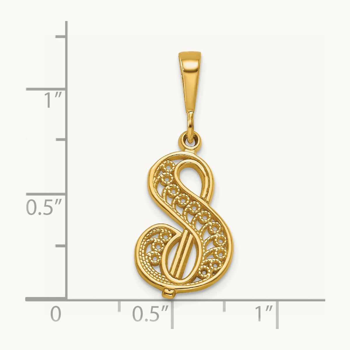 Polished Script Filigree Initial Pendant — S