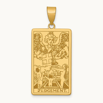 Judgement Tarot Card Pendant, 14K Yellow Gold