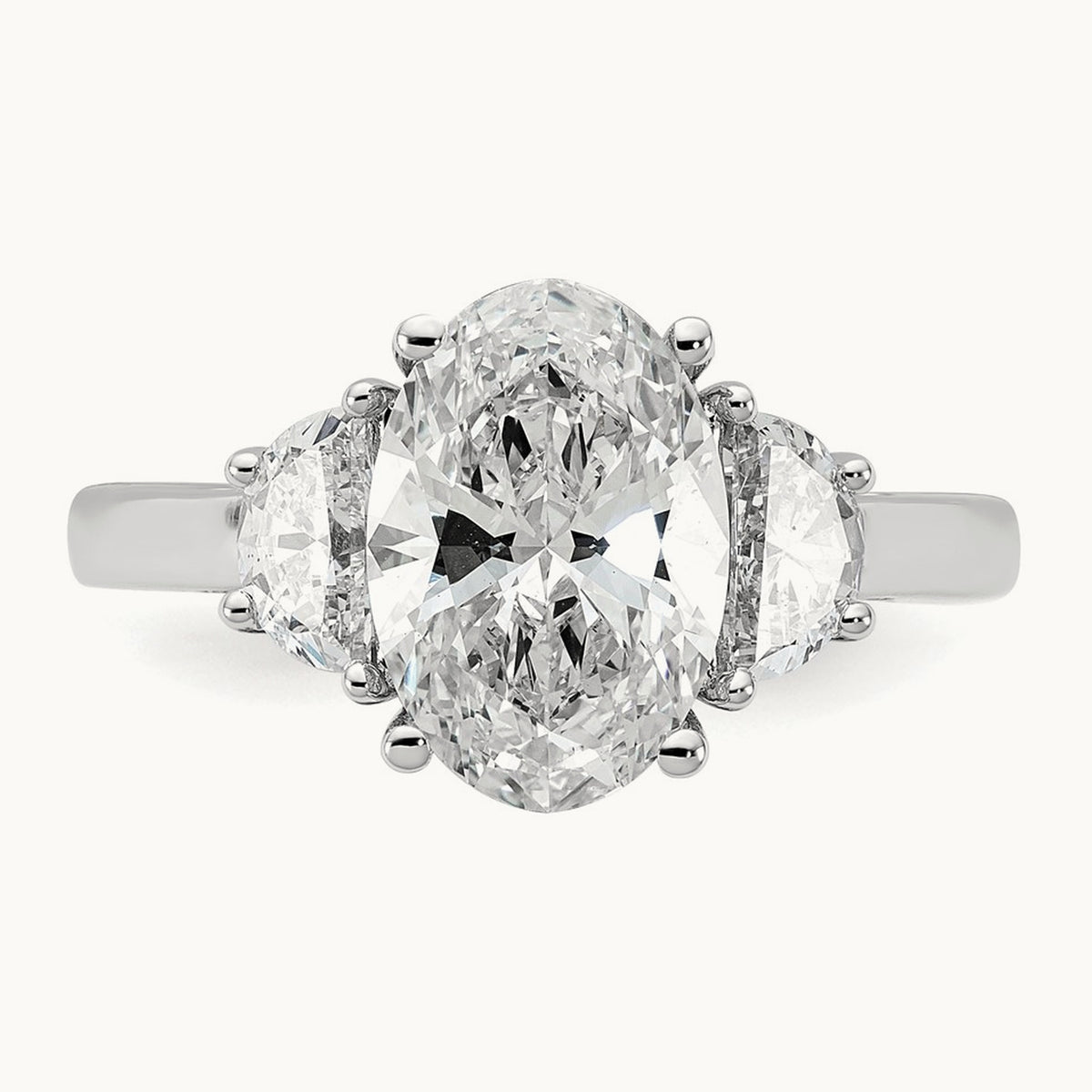 Half Moon and Oval Semi-Mount Engagement Ring, 0.50-1.00 ct tw Lab-Grown Diamond — 5/8 ct, 14K White Gold