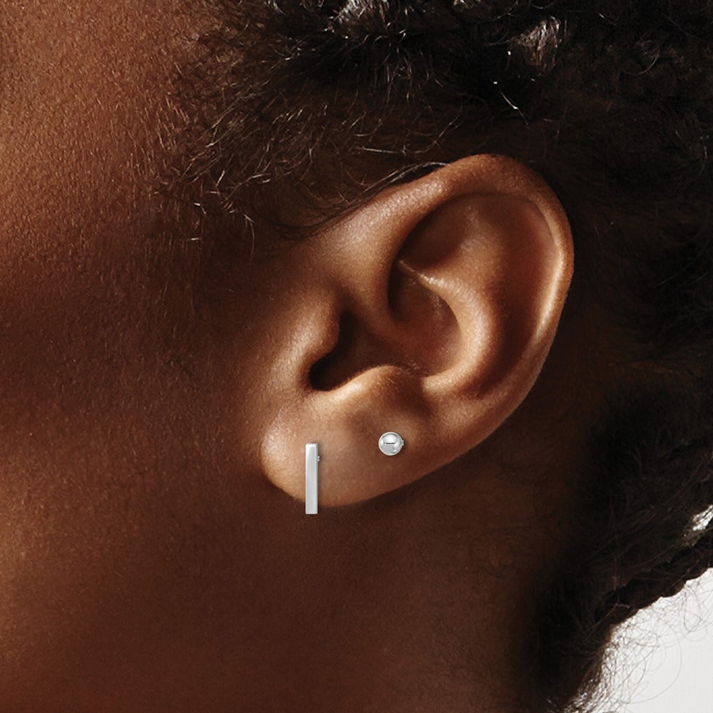 Polished Ball and Bar Earring Set — 14K White Gold