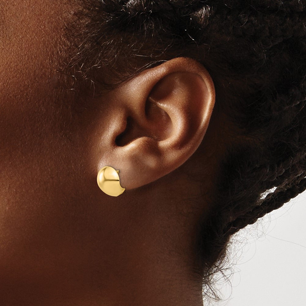 Polished Round Huggie Earrings — 14K Yellow Gold