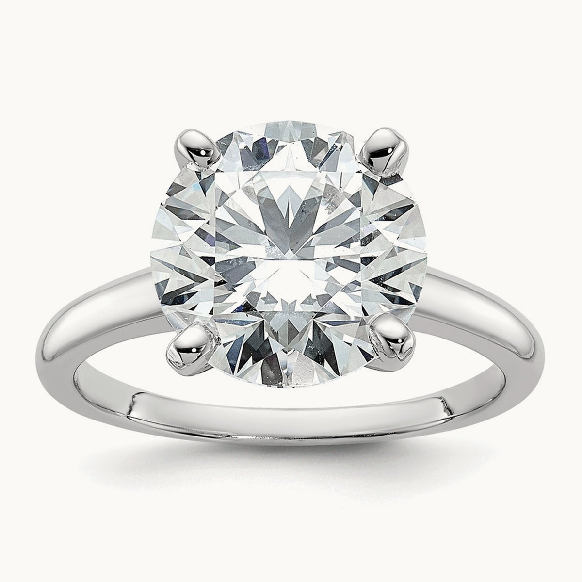 Round Solitaire Engagement Ring, 0.25-5.00 ct tw Lab-Grown Diamond — 5 ct, 14K White Gold