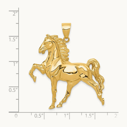 Solid Polished Open-Backed Horse Pendant, 14K