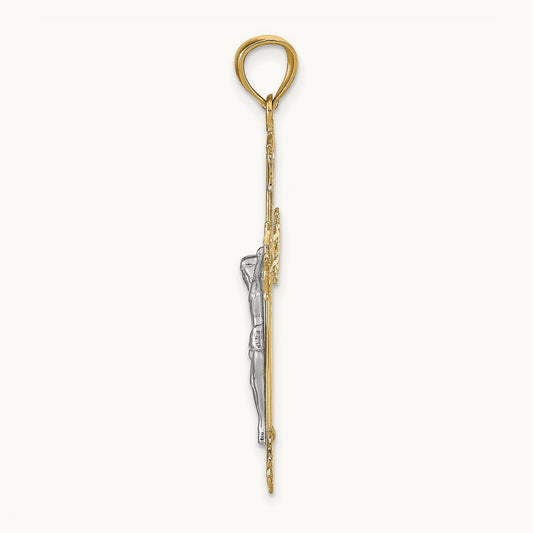 Crucifix Pendant, 14K Two-tone
