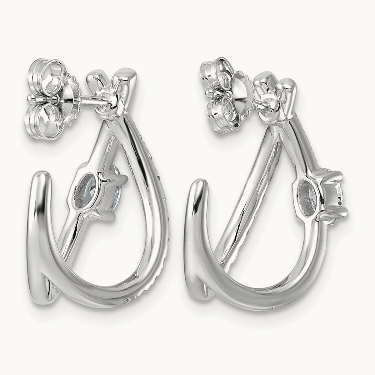 Post Fashion J-Hoop Earrings, 0.50 ct tw Lab-Grown Diamond