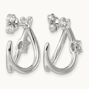 Post Fashion J-Hoop Earrings, 0.50 ct tw Lab-Grown Diamond