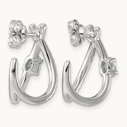 Post Fashion J-Hoop Earrings, 0.50 ct tw Lab-Grown Diamond