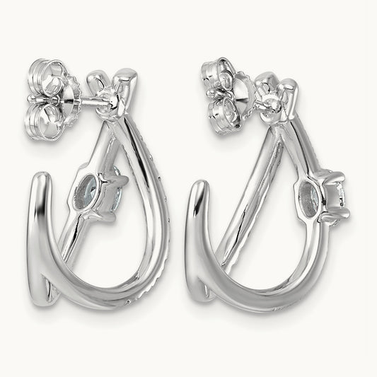 Post Fashion J-Hoop Earrings, 0.50 ct tw Lab-Grown Diamond