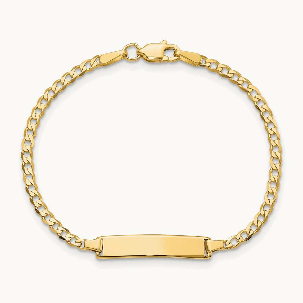 Flat Curb Link ID Bracelet, 14K
