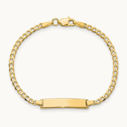 Flat Curb Link ID Bracelet, 14K