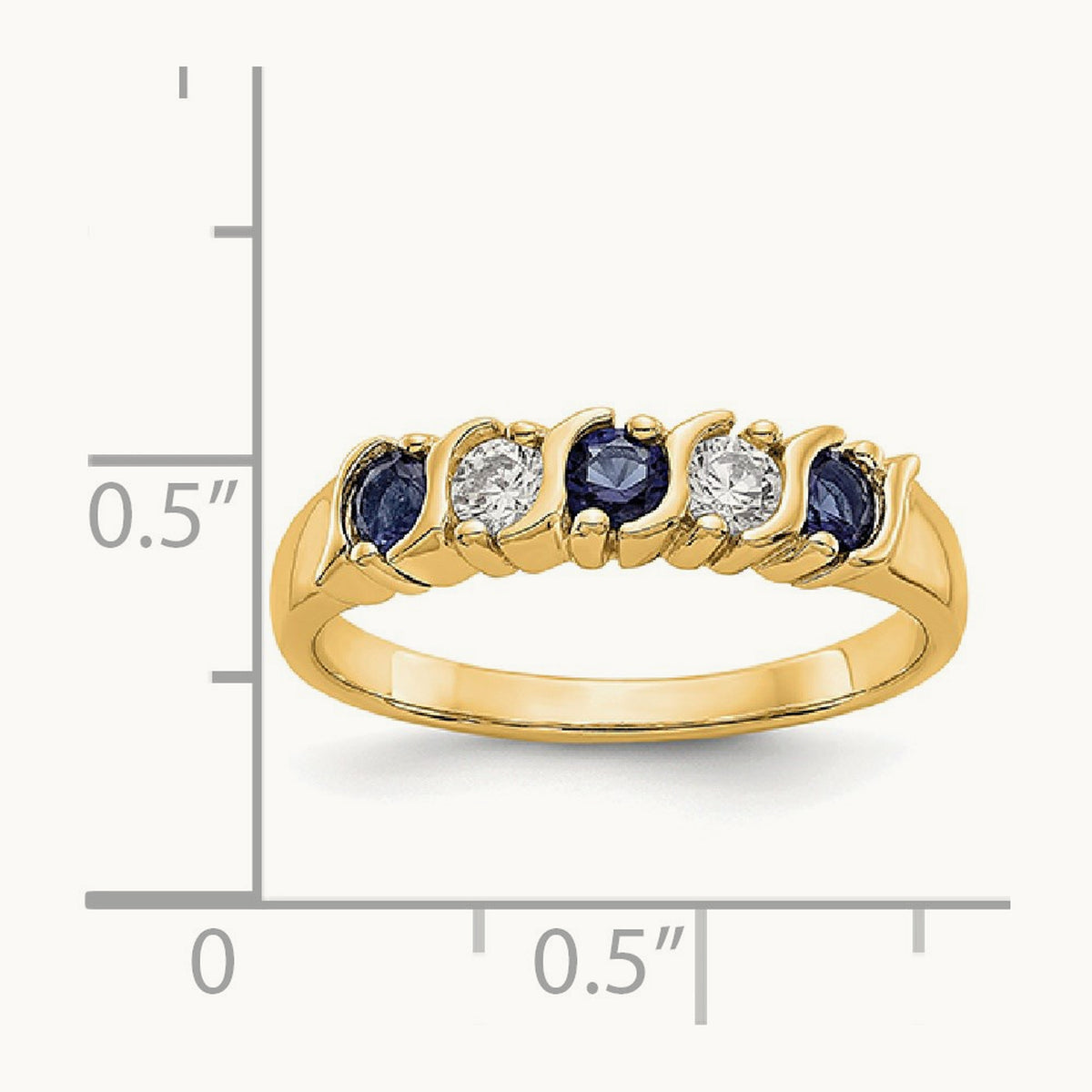 Diamond with Sapphire Band — 14K Yellow Gold, 0.2 ct, 7