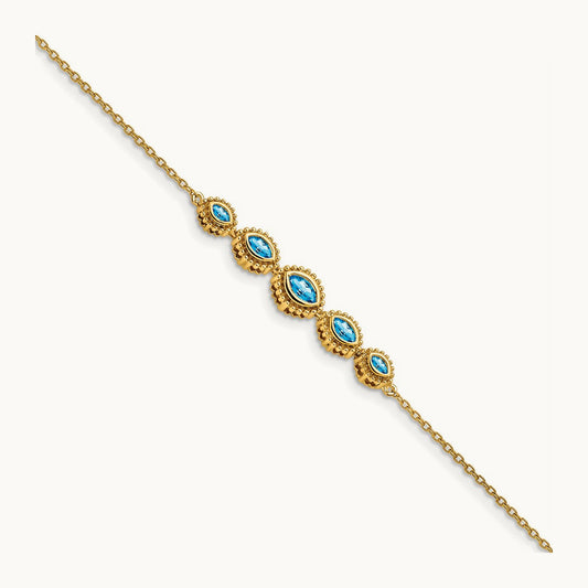 Marquise Blue Topaz Bracelet, 14K