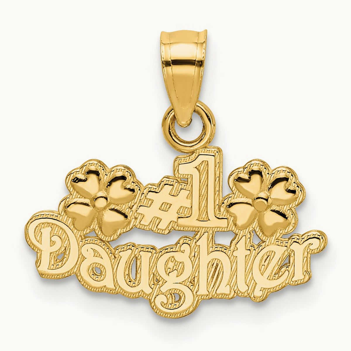 #1 DAUGHTER with Flowers Charm, 14K