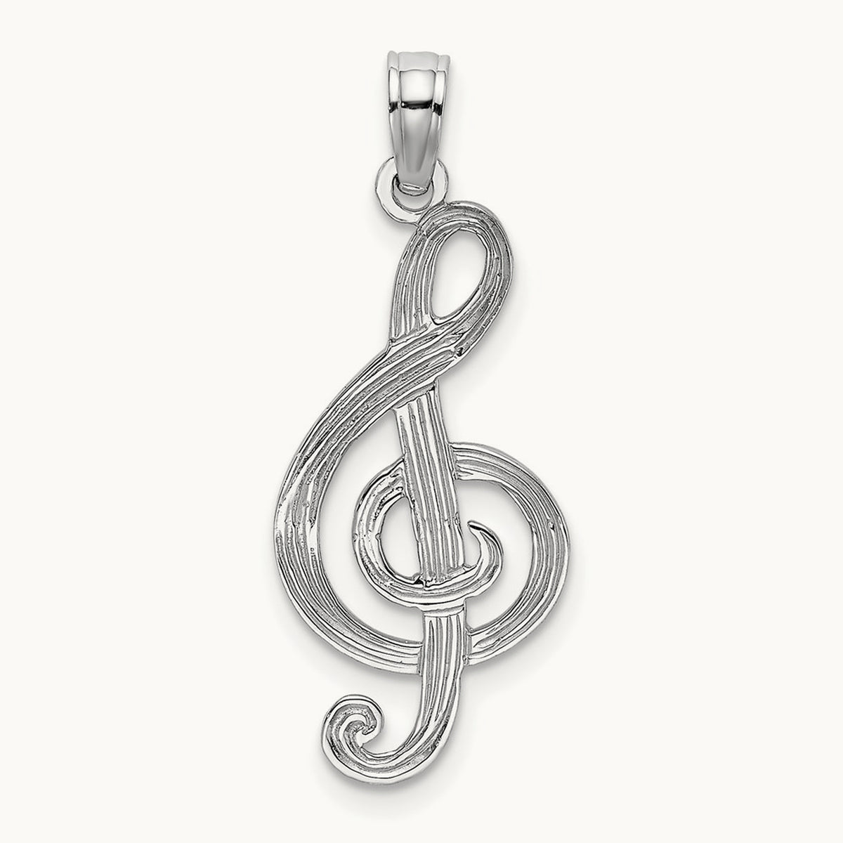 Treble Clef Charm — 14K White Gold, 29.34mm